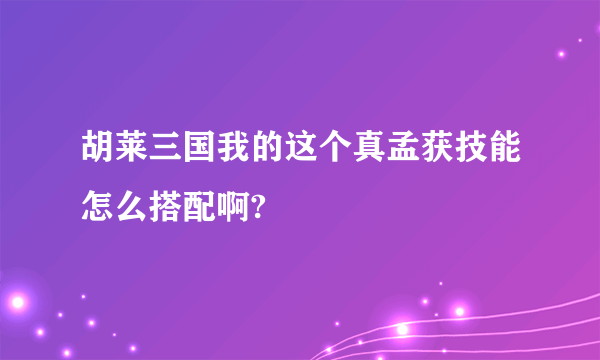 胡莱三国我的这个真孟获技能怎么搭配啊?