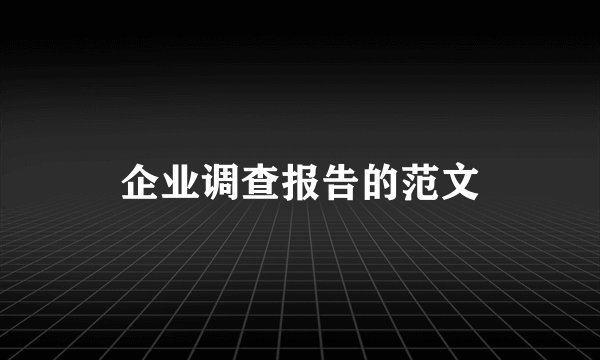 企业调查报告的范文