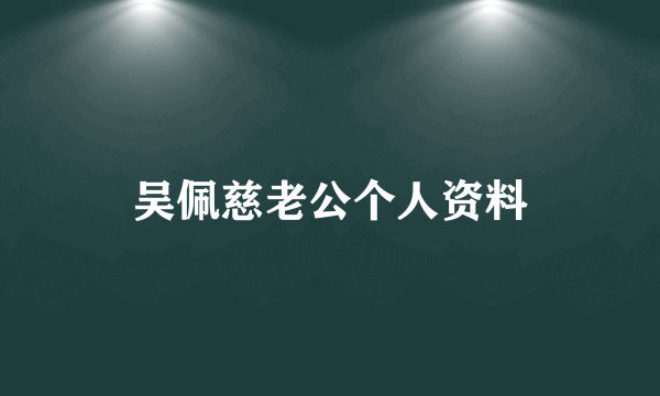 吴佩慈老公个人资料