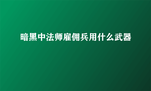 暗黑中法师雇佣兵用什么武器