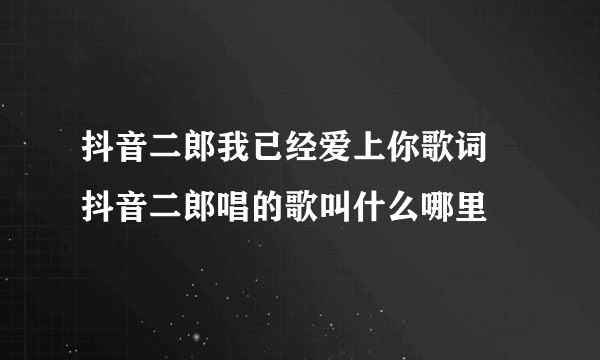 抖音二郎我已经爱上你歌词 抖音二郎唱的歌叫什么哪里