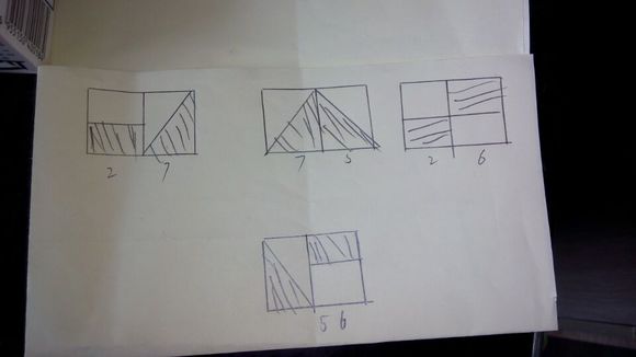 有三个图形分别代表75，26，27，哪个图表代表56？