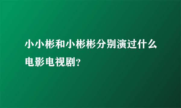 小小彬和小彬彬分别演过什么电影电视剧？