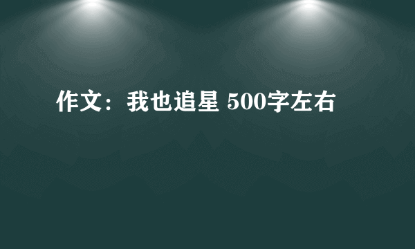 作文：我也追星 500字左右