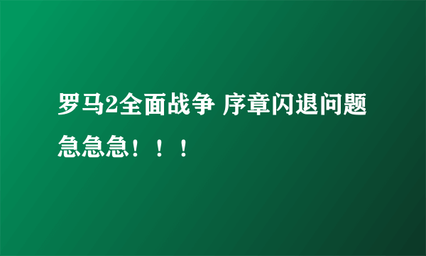 罗马2全面战争 序章闪退问题 急急急！！！