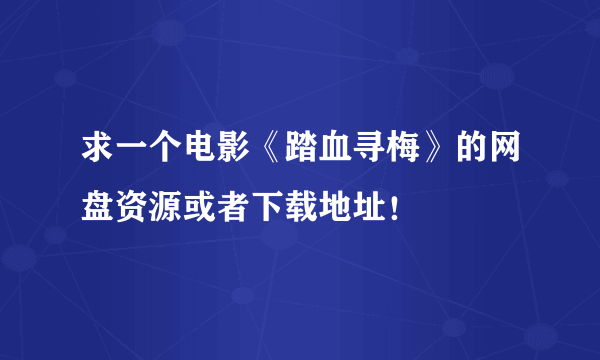 求一个电影《踏血寻梅》的网盘资源或者下载地址！