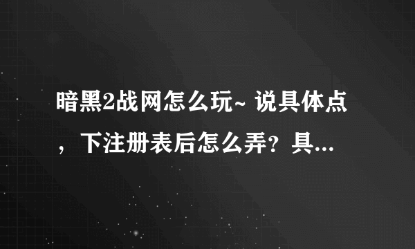 暗黑2战网怎么玩~ 说具体点，下注册表后怎么弄？具体点操作！