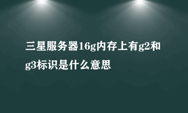 三星服务器16g内存上有g2和g3标识是什么意思