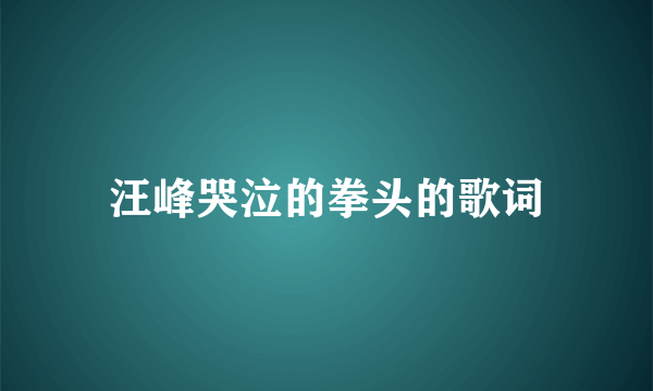 汪峰哭泣的拳头的歌词