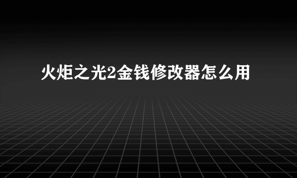 火炬之光2金钱修改器怎么用