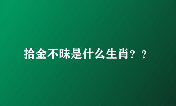 拾金不昧是什么生肖？？