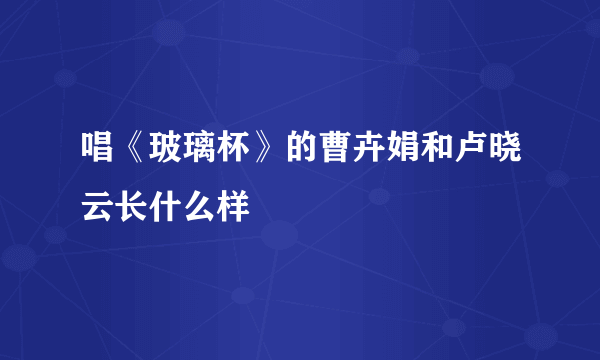 唱《玻璃杯》的曹卉娟和卢晓云长什么样