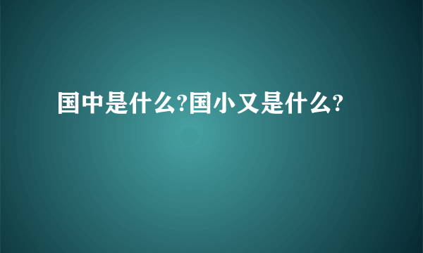 国中是什么?国小又是什么?