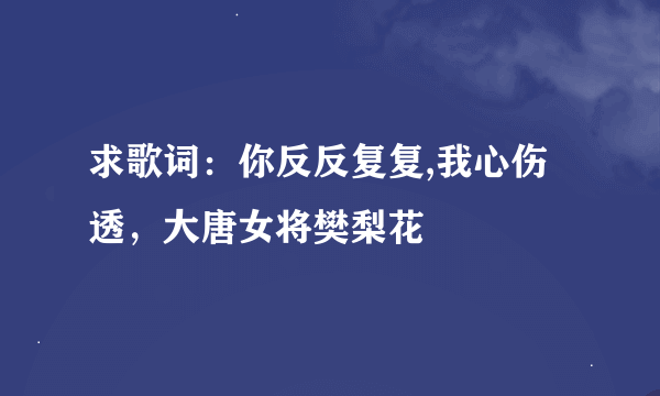 求歌词：你反反复复,我心伤透，大唐女将樊梨花