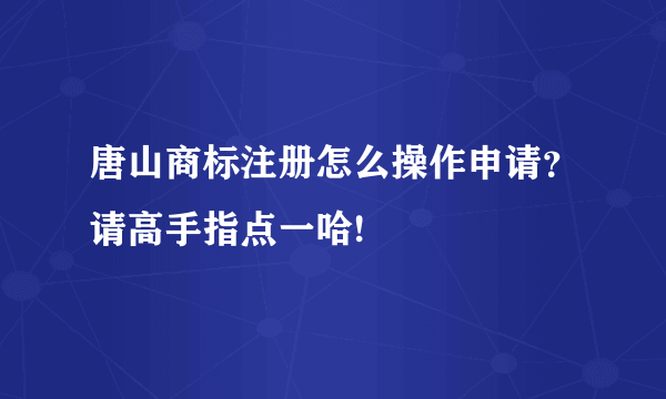 唐山商标注册怎么操作申请？请高手指点一哈!