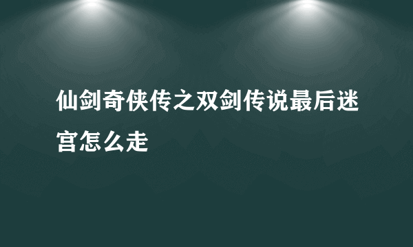 仙剑奇侠传之双剑传说最后迷宫怎么走