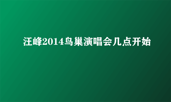 汪峰2014鸟巢演唱会几点开始