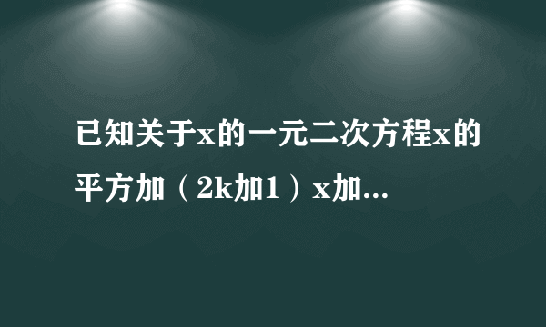 已知关于x的一元二次方程x的平方加（2k加1）x加k的平方减2等于零的两根