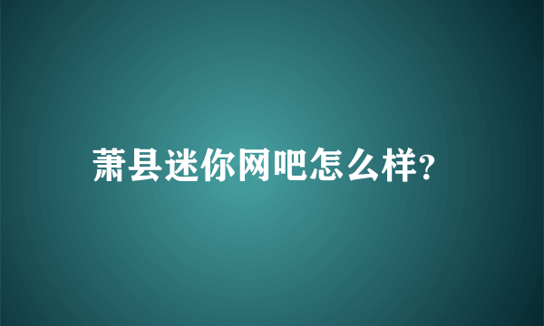 萧县迷你网吧怎么样？