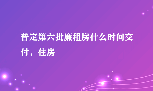 普定第六批廉租房什么时间交付，住房