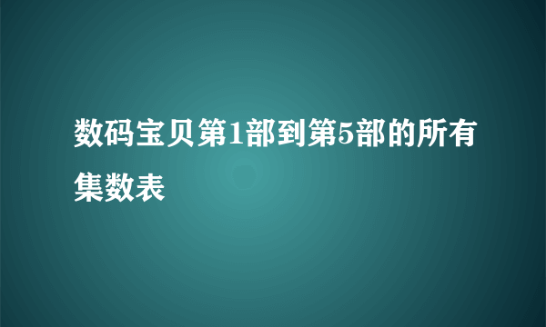 数码宝贝第1部到第5部的所有集数表