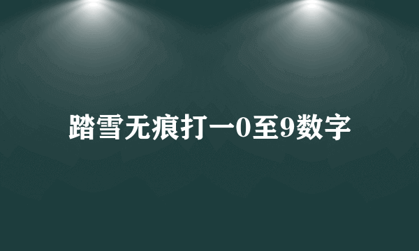 踏雪无痕打一0至9数字