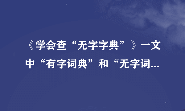 《学会查“无字字典”》一文中“有字词典”和“无字词典”分别是指什么？