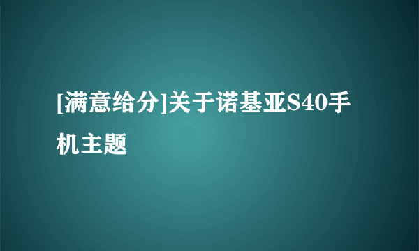 [满意给分]关于诺基亚S40手机主题