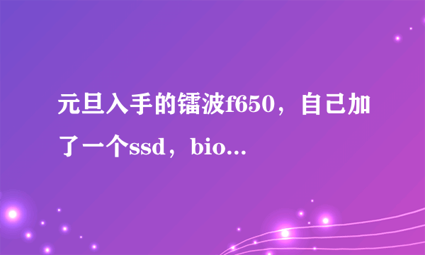 元旦入手的镭波f650，自己加了一个ssd，bios在ahci模式下不识别ssd，换成ide才能识