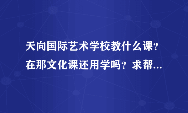 天向国际艺术学校教什么课？在那文化课还用学吗？求帮助，有没有知道的朋友？