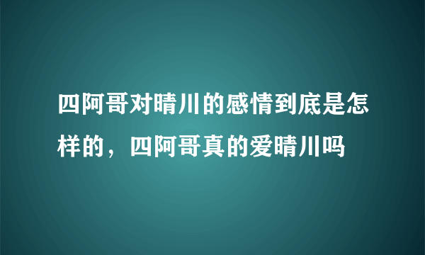 四阿哥对晴川的感情到底是怎样的，四阿哥真的爱晴川吗