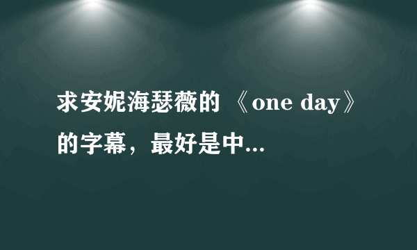 求安妮海瑟薇的 《one day》的字幕，最好是中英双语字幕，只要字幕就行了，电影我下载了。