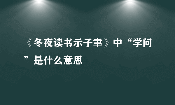 《冬夜读书示子聿》中“学问”是什么意思