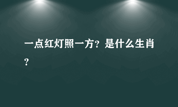 一点红灯照一方？是什么生肖？