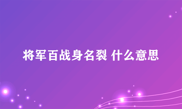 将军百战身名裂 什么意思