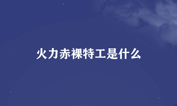 火力赤裸特工是什么