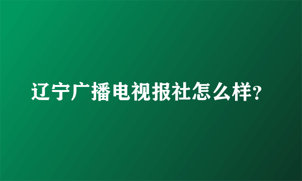 辽宁广播电视报社怎么样？