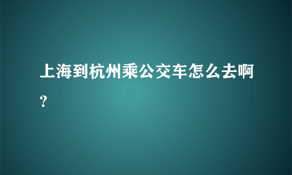 上海到杭州乘公交车怎么去啊？