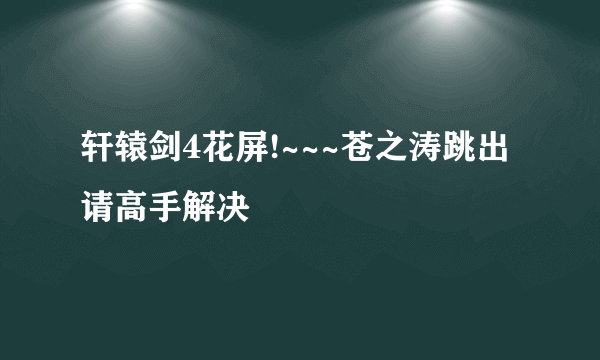 轩辕剑4花屏!~~~苍之涛跳出请高手解决