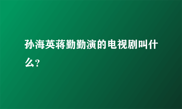 孙海英蒋勤勤演的电视剧叫什么？