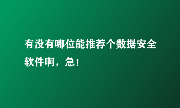 有没有哪位能推荐个数据安全软件啊，急！