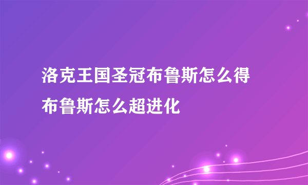 洛克王国圣冠布鲁斯怎么得 布鲁斯怎么超进化