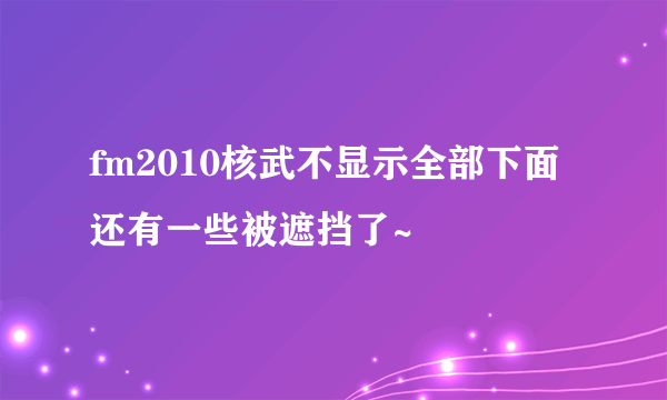 fm2010核武不显示全部下面还有一些被遮挡了~