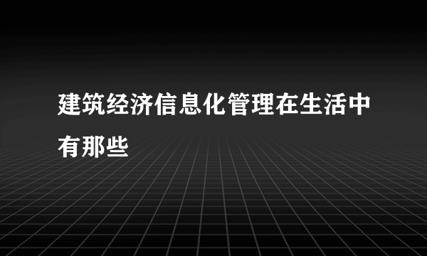 建筑经济信息化管理在生活中有那些