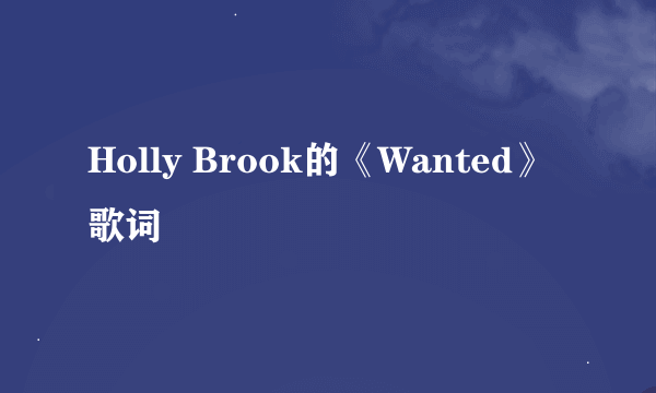 Holly Brook的《Wanted》 歌词