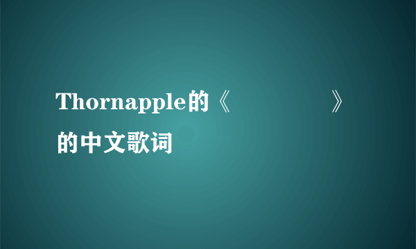 Thornapple的《아지랑이》的中文歌词