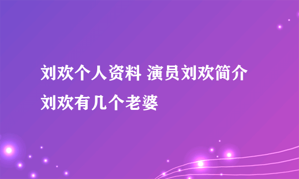 刘欢个人资料 演员刘欢简介 刘欢有几个老婆