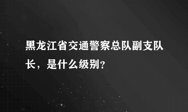 黑龙江省交通警察总队副支队长，是什么级别？