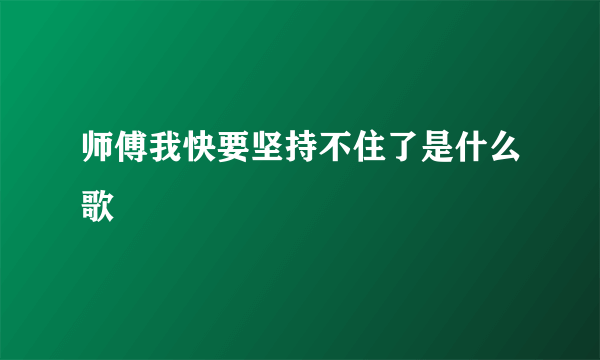 师傅我快要坚持不住了是什么歌