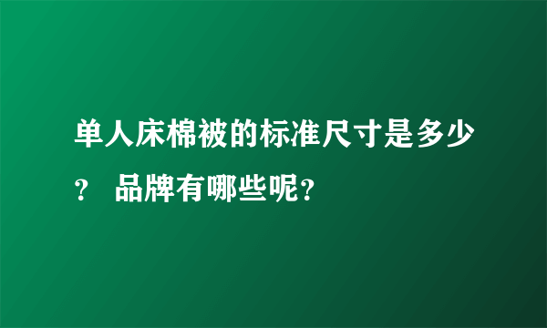 单人床棉被的标准尺寸是多少？ 品牌有哪些呢？